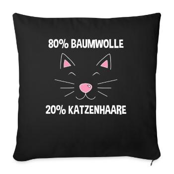 Baumwolle Katze Haar Katze Sprüche - Sofakissenbezug 45 x 45 cm - Schwarz - Vorne