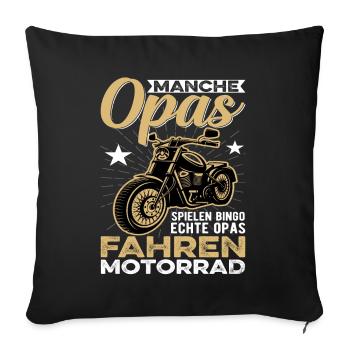 Motorradgeschenk Für Einen Motorrad Fahrenden Groß - Sofakissenbezug 45 x 45 cm - Schwarz - Vorne