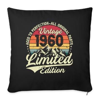 Vintage 1960 Birthday Gift Limited Edition - Sofa pillowcase 17,3'' x 17,3'' (45 x 45 cm) - black - Front