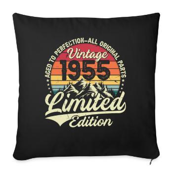 Vintage Birthday Gift 1955 Limited Edition - Sofa pillowcase 17,3'' x 17,3'' (45 x 45 cm) - black - Front