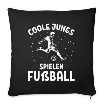 Coole Jungs Spielen Fußball - Sofakissenbezug 45 x 45 cm - Schwarz - Vorne