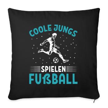 Coole Jungs Spielen Fußball - Sofakissenbezug 45 x 45 cm - Schwarz - Vorne