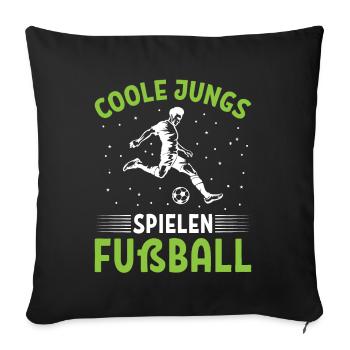 Coole Jungs Spielen Fußball - Sofakissenbezug 45 x 45 cm - Schwarz - Vorne