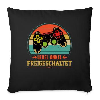 Level Onkel Freigeschaltet - Sofakissenbezug 45 x 45 cm - Schwarz - Vorne