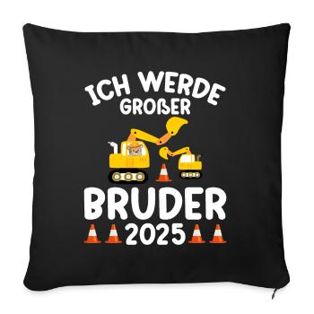 Ich Werde Großer Bruder 2025 - Sofakissenbezug 45 x 45 cm - Schwarz - Vorne