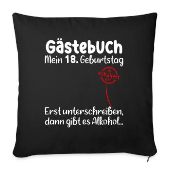 Guestbook 18th Birthday Guest List 18 Years - Sofakissenbezug 45 x 45 cm - Schwarz - Vorne