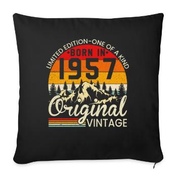 Unique in its kind born in 1957 Original vintage - Sofa pillowcase 17,3'' x 17,3'' (45 x 45 cm) - black - Front