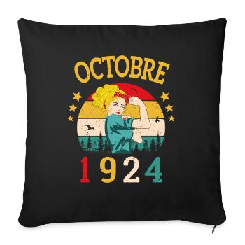 Octobre 1924 Anniversaire Vintage Idée Cadeau - Housse de coussin décorative 45 x 45 cm - noir - Devant