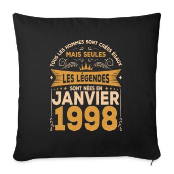 Les Légendes Sont Nées En Janvier 1998 - Housse de coussin décorative 45 x 45 cm - noir - Devant