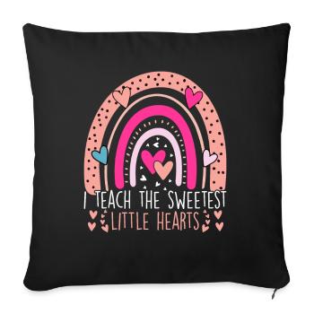 I Teach The Sweetest Hearts Rainbow Teacher - Sofa pillowcase 17,3'' x 17,3'' (45 x 45 cm) - black - Front