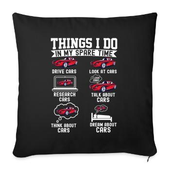 Choses que je fais pendant mon temps libre Drôle de passionné de voiture - Housse de coussin décorative 45 x 45 cm - noir - Devant