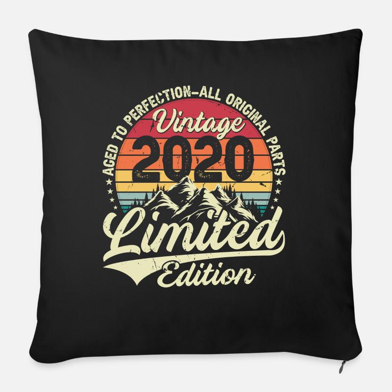 Cadeau D'anniversaire Vintage 2020 Édition Limitée - Housse de coussin décorative 45 x 45 cm - noir