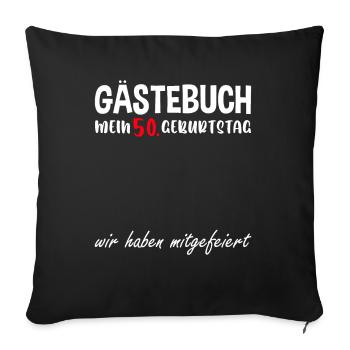 50th Birthday Guest Book Signature Guest - Sofakissenbezug 45 x 45 cm - Schwarz - Vorne