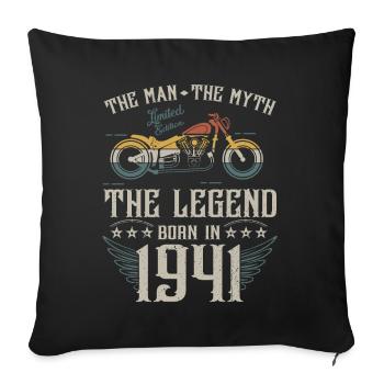 L'homme Le Mythe La Légende Né En 1941 Cadeau - Housse de coussin décorative 45 x 45 cm - noir - Devant