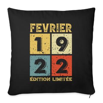 Geburtstag Vintage Geschenkidee Februar 1922 - Sofakissenbezug 45 x 45 cm - Schwarz - Vorne