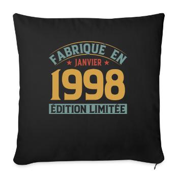 Fabriqué En Janvier 1998 Édition Limitée - Housse de coussin décorative 45 x 45 cm - noir - Devant