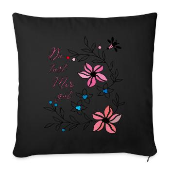 du tust mir gut, Blumenranke - Sofakissenbezug 45 x 45 cm - Schwarz - Vorne