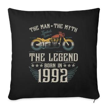 L'homme Le Mythe La Légende Né En 1992 Cadeau - Housse de coussin décorative 45 x 45 cm - noir - Devant