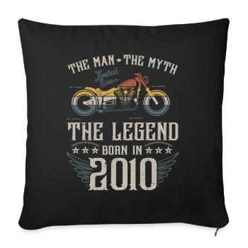L'homme Le Mythe La Légende Né En 2010 Cadeau - Housse de coussin décorative 45 x 45 cm - noir - Devant