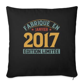 Fabriqué En Janvier 2017 Édition Limitée - Housse de coussin décorative 45 x 45 cm - noir - Devant