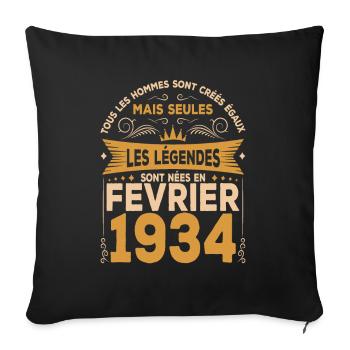 Les Légendes Sont Nées En Février 1934 - Housse de coussin décorative 45 x 45 cm - noir - Devant
