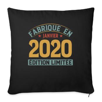 Fabriqué En Janvier 2020 Édition Limitée - Housse de coussin décorative 45 x 45 cm - noir - Devant