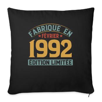 Fabriqué En Février 1992 Édition Limitée - Housse de coussin décorative 45 x 45 cm - noir - Devant
