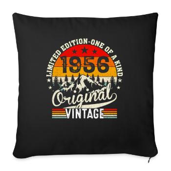 Cadeau D'anniversaire Rétro 1956 - Housse de coussin décorative 45 x 45 cm - noir - Devant