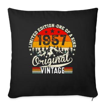 Cadeau D'anniversaire Rétro 1957 - Housse de coussin décorative 45 x 45 cm - noir - Devant