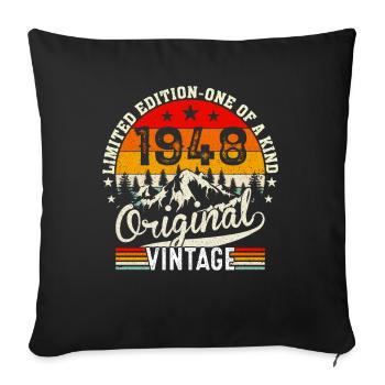 1948 Original vintage - Sofa pillowcase 17,3'' x 17,3'' (45 x 45 cm) - black - Front