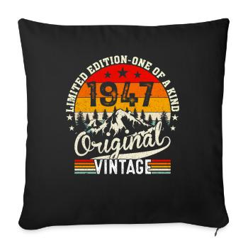 Millésime original 1947 - Housse de coussin décorative 45 x 45 cm - noir - Devant