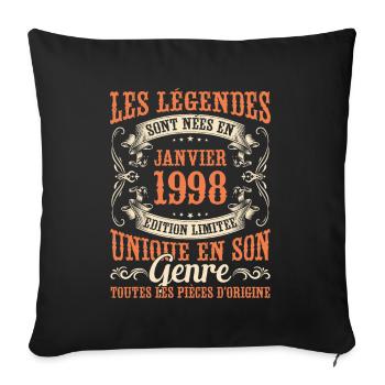 Les Légendes Sont Nées En Janvier 1998 Cadeau - Housse de coussin décorative 45 x 45 cm - noir - Devant