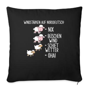 Windstärke Auf Norddeutsch - Sofakissenbezug 45 x 45 cm - Schwarz - Vorne