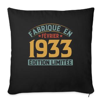 Fabriqué En Février 1933 Édition Limitée - Housse de coussin décorative 45 x 45 cm - noir - Devant