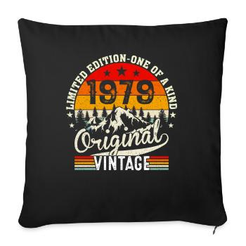 1979 Original vintage - Sofa pillowcase 17,3'' x 17,3'' (45 x 45 cm) - black - Front