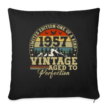 1957 Vintage matured to perfection - Sofa pillowcase 17,3'' x 17,3'' (45 x 45 cm) - black - Front