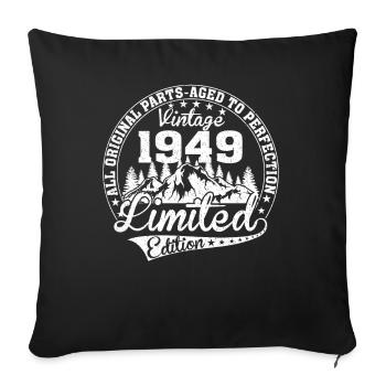 Né en 1949 Toutes les pièces originales Cadeau rétro - Housse de coussin décorative 45 x 45 cm - noir - Devant