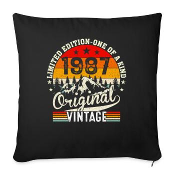 Millésime original 1987 - Housse de coussin décorative 45 x 45 cm - noir - Devant