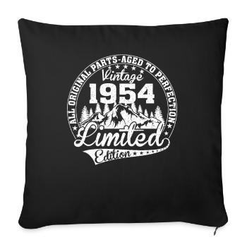 Born 1954 All original pieces Retro gift - Sofa pillowcase 17,3'' x 17,3'' (45 x 45 cm) - black - Front