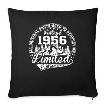 Born 1956 All original pieces Retro gift - Sofa pillowcase 17,3'' x 17,3'' (45 x 45 cm) - black - Front