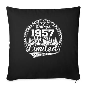 Born 1957 All original pieces retro gift - Sofa pillowcase 17,3'' x 17,3'' (45 x 45 cm) - black - Front