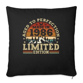 Cadeau d’anniversaire rétro du millésime 1986 - Housse de coussin décorative 45 x 45 cm - noir - Devant