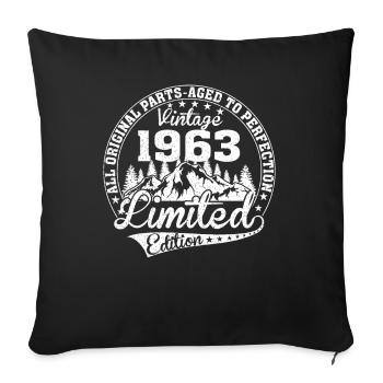 Né en 1963 Toutes les pièces originales Cadeau rétro - Housse de coussin décorative 45 x 45 cm - noir - Devant
