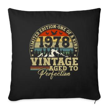 1978 Vintage matured to perfection - Sofa pillowcase 17,3'' x 17,3'' (45 x 45 cm) - black - Front