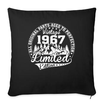 Né en 1967 Toutes les pièces originales Cadeau rétro - Housse de coussin décorative 45 x 45 cm - noir - Devant
