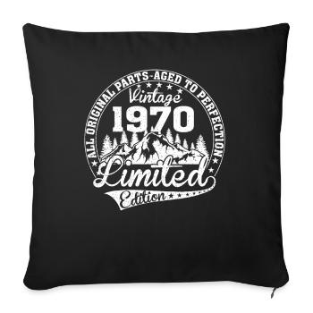 Vintage 1970 All original pieces Retro gift - Sofa pillowcase 17,3'' x 17,3'' (45 x 45 cm) - black - Front