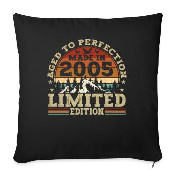 Retro birthday present from the vintage 2005 - Sofa pillowcase 17,3'' x 17,3'' (45 x 45 cm) - black - Front