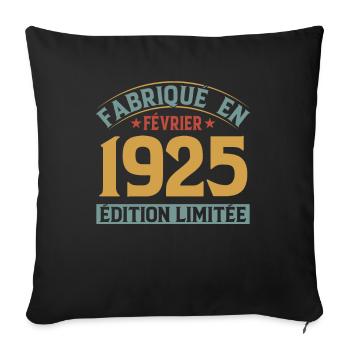 Fabriqué En Février 1925 Édition Limitée - Housse de coussin décorative 45 x 45 cm - noir - Devant