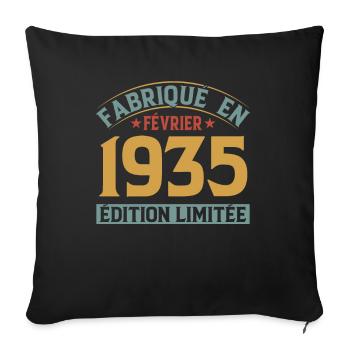 Fabriqué En Février 1935 Édition Limitée - Housse de coussin décorative 45 x 45 cm - noir - Devant