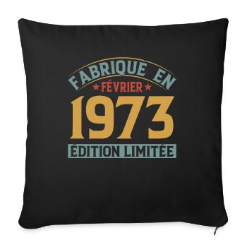 Fabriqué En Février 1973 Édition Limitée - Housse de coussin décorative 45 x 45 cm - noir - Devant